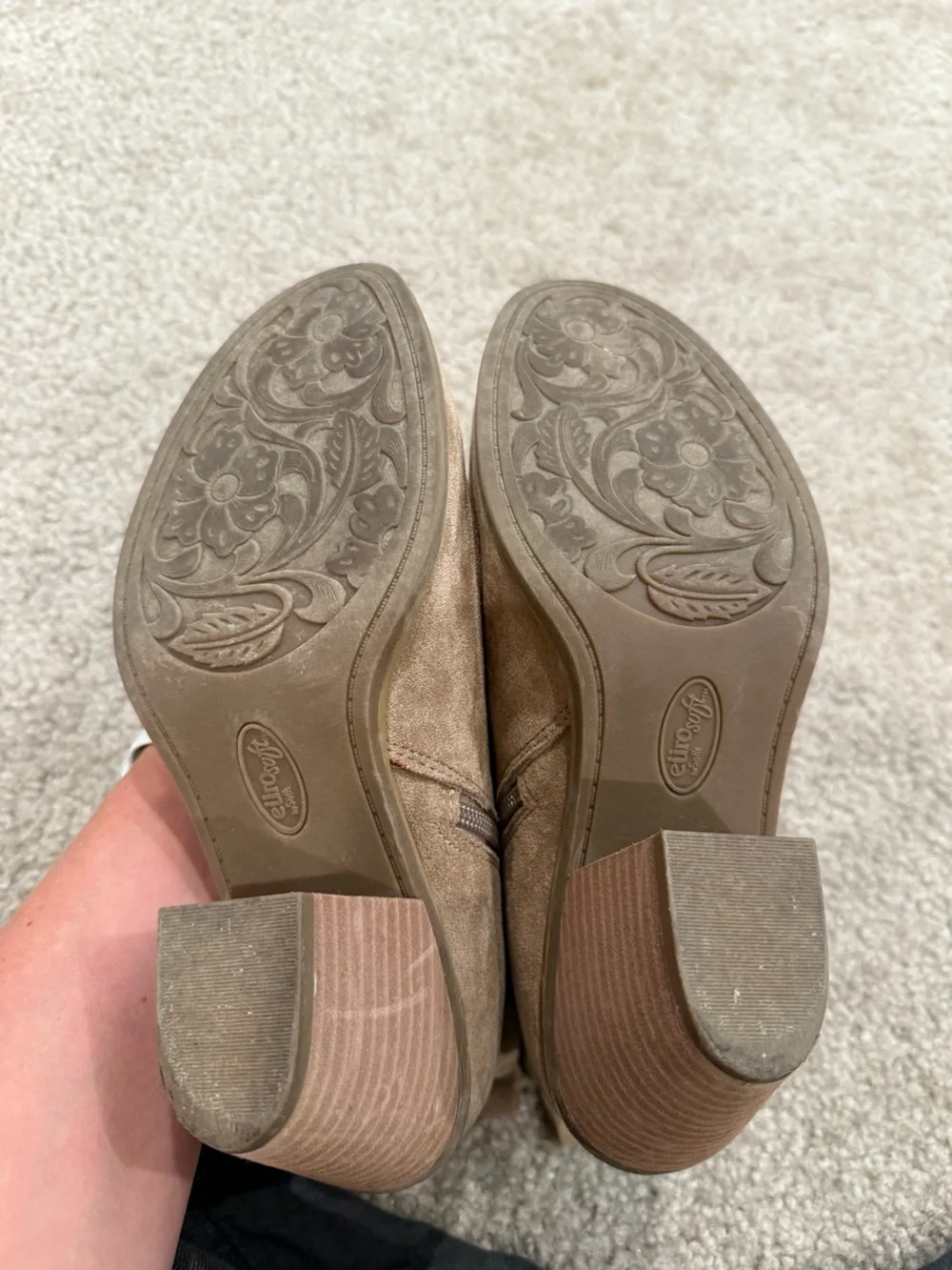 Eurosoft Suede Ankle Booties in Taupe size 8